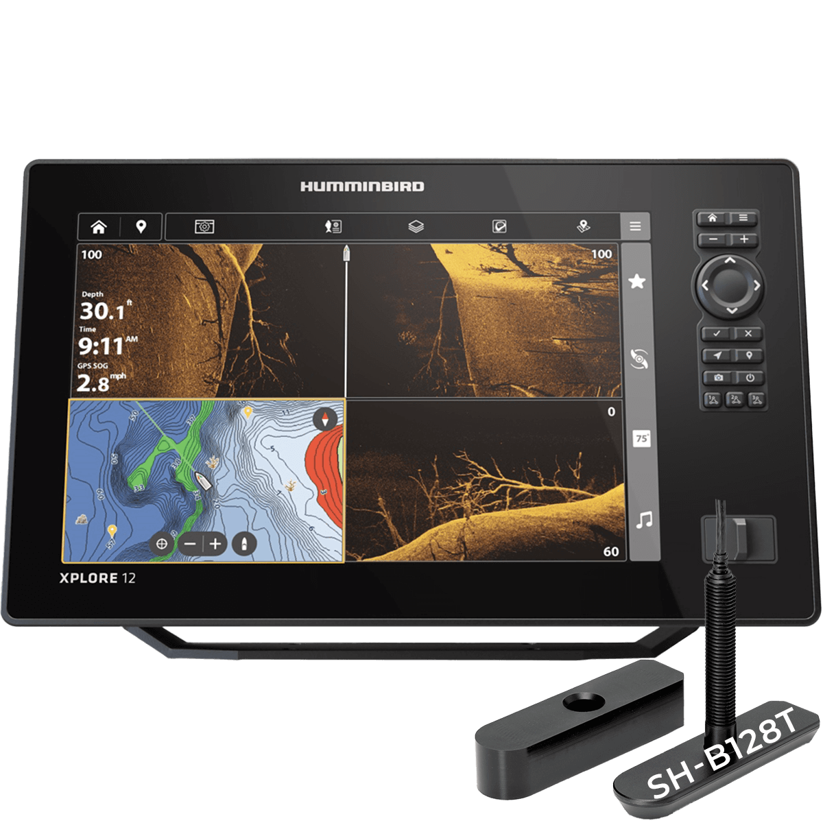 XPLORE12-MSI+TP - Humminbird Xplore 12 MEGA SI+ avec sonde traversante B128T