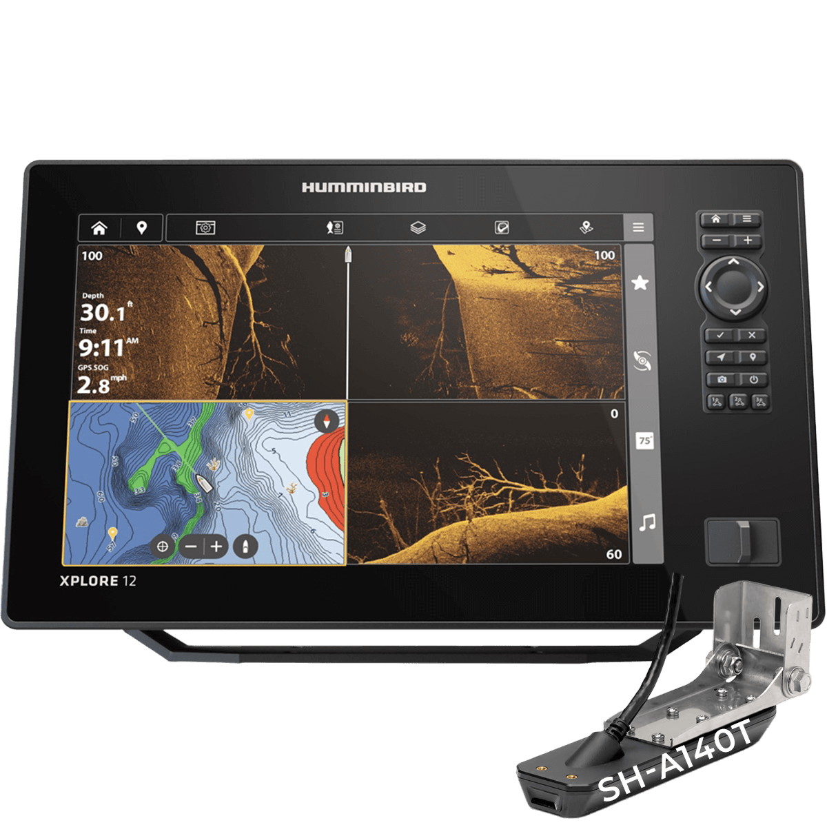 XPLORE12-MSI+TA - Humminbird Xplore 12 MEGA SI+ avec sonde tableau arrière SH-A140T