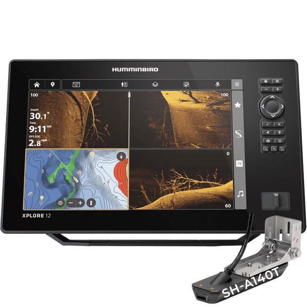 XPLORE12-MSI+TA - Humminbird Xplore 12 MEGA SI+ avec sonde tableau arrière SH-A140T - N°2 - comptoirnautique.com