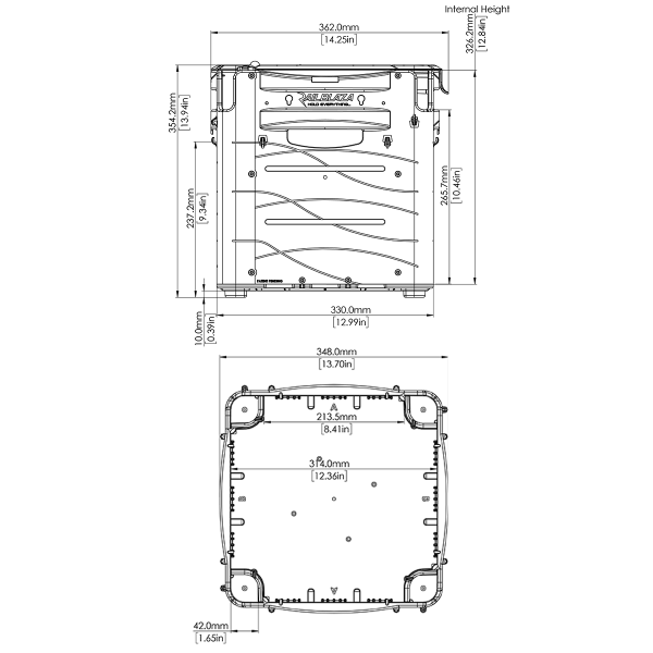 Dimensions de la boite de rangement Railblaza Gear Hub - N°1 - comptoirnautique.com