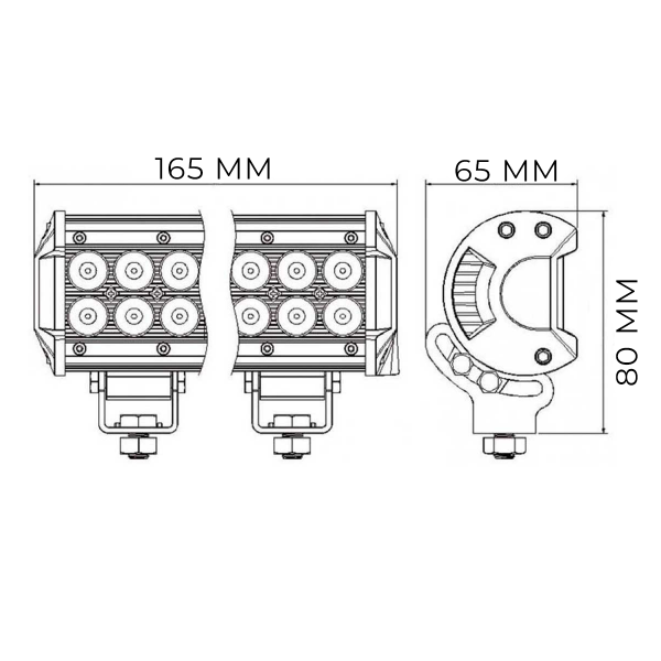 Dimensions du projecteur 12 LED 36W 2500 Lumens - N°6 - comptoirnautique.com
