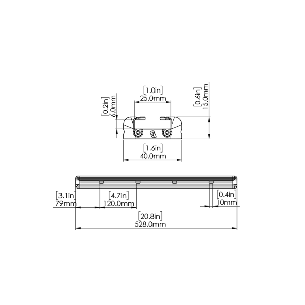 Dimensions du rail TracLoader Gunnel 50 cm Railblaza - N°3 - comptoirnautique.com