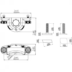 Dimensions de la base Railblaza SidePort pour guides et rails