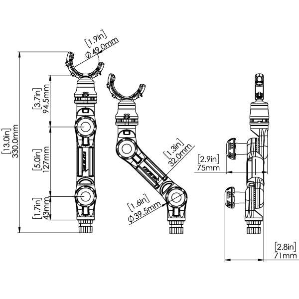 Dimensions du support XL Railblaza pour moteur électrique - N°5 - comptoirnautique.com