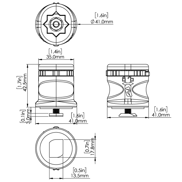 Dimensions du support Railblaza MiniPort TracMount - N°2 - comptoirnautique.com