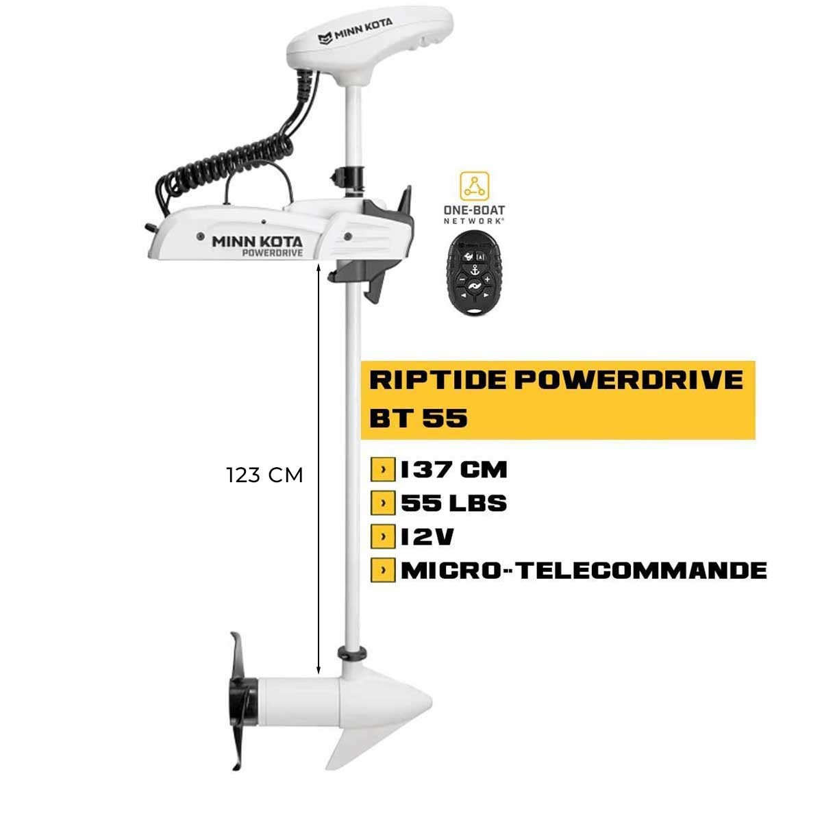 MK-1363575 - Moteur avant mer Minn Kota RIPTIDE POWERDRIVE GPS 55 Lbs 12V 137 cm avec micro télécommande