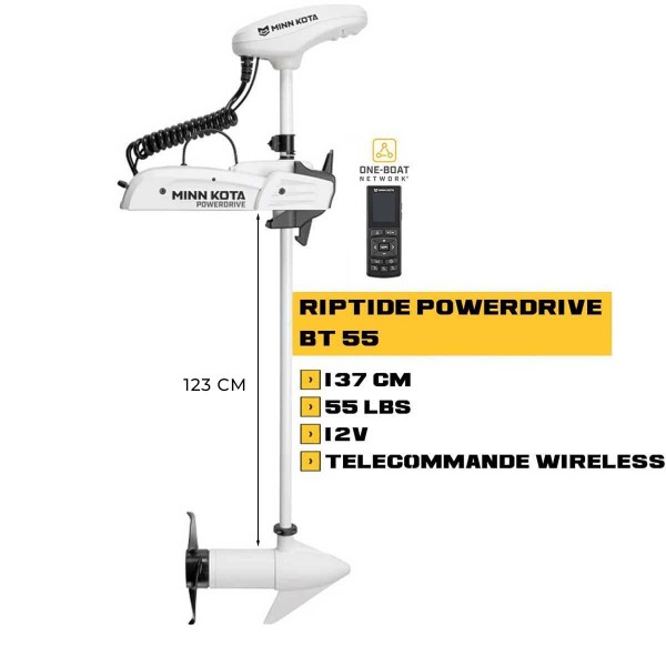MK-1363576 - Moteur avant mer Minn Kota RIPTIDE POWERDRIVE GPS 55 Lbs 12V 137 cm avec télécommande wireless - N°3 - comptoirnautique.com