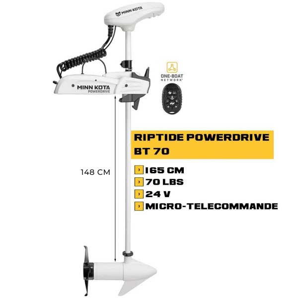 MK-1363587 - Moteur avant mer Minn Kota RIPTIDE POWERDRIVE GPS 70 Lbs 24V 165 cm avec micro télécommande - N°4 - comptoirnautique.com
