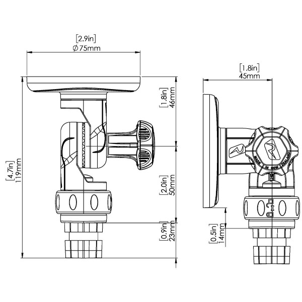 Support écran Mount R-Lock garmin dimensions - N°2 - comptoirnautique.com