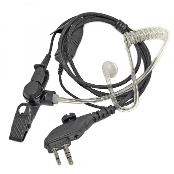 Microphone cravate PTT et oreillette  translucide, double broches - N°1 - comptoirnautique.com