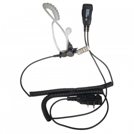 Microphone cravate  PTT et oreillette translucide double jack coudée à  vis 2,5/3,5 mm