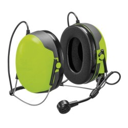 Casque antibruit serre-nuque haute atténuation, bouton PTT intégré, 6 broches