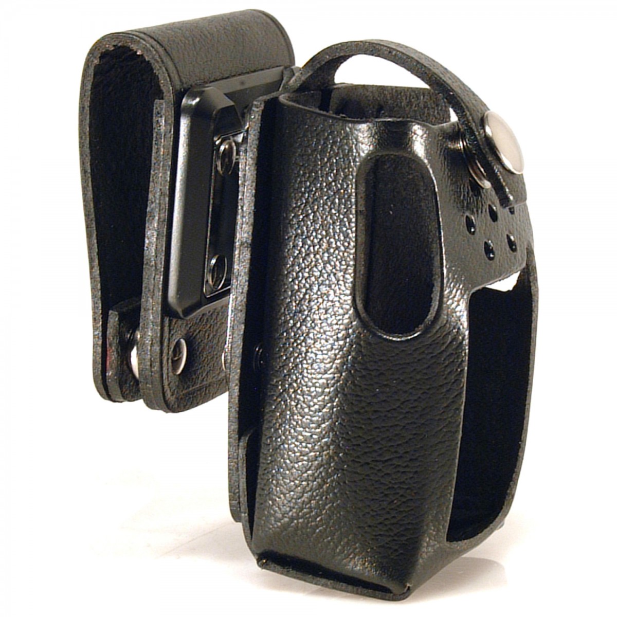 Housse cuir avec clip pivot.