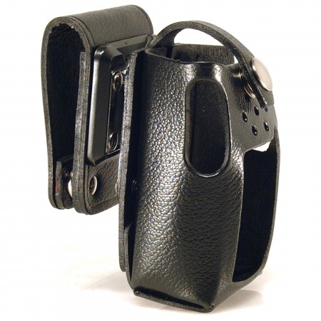 Housse cuir avec clip pivot.