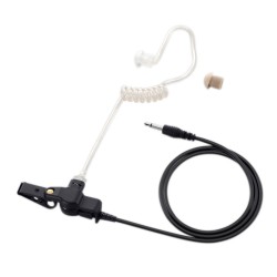 Oreillette transparente à tube acoustique + pince et raccord filleté 2,5mm
