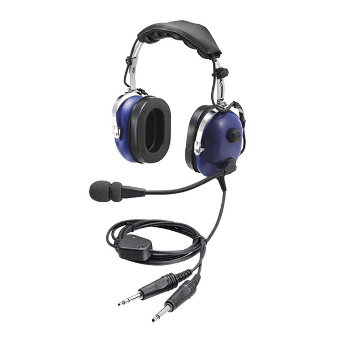 Casque microphone pilote aviation, double jack aviation générale,bleu