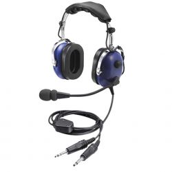 Casque microphone pilote aviation, double jack aviation générale,bleu