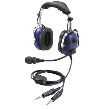 Casque microphone pilote aviation, double jack aviation générale,bleu
