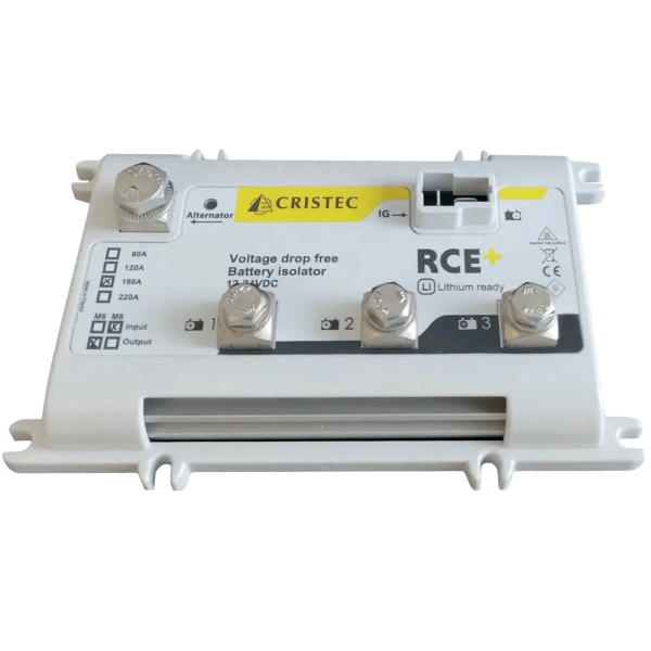 Répartiteur de charge Cristec RCE+ 180A - 1 entrée (M8) - 3 sorties (M6) - N°5 - comptoirnautique.com