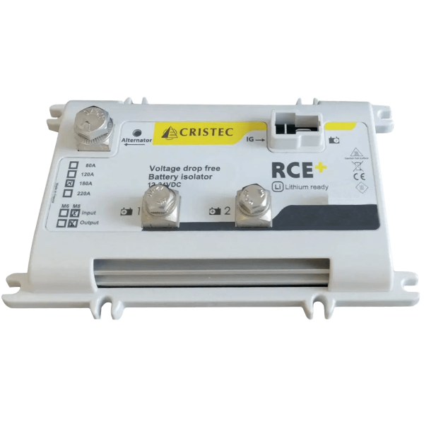 Répartiteur de charge Cristec RCE+ 180A -1 entrée (M8) - 2 sorties (M8) - N°6 - comptoirnautique.com