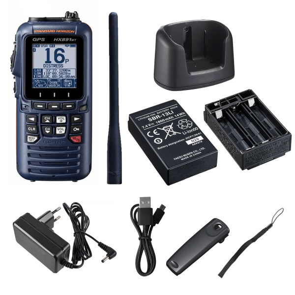 Contenu du pack de la VHF portable HX891BT Standard Horizon bleu - N°14 - comptoirnautique.com