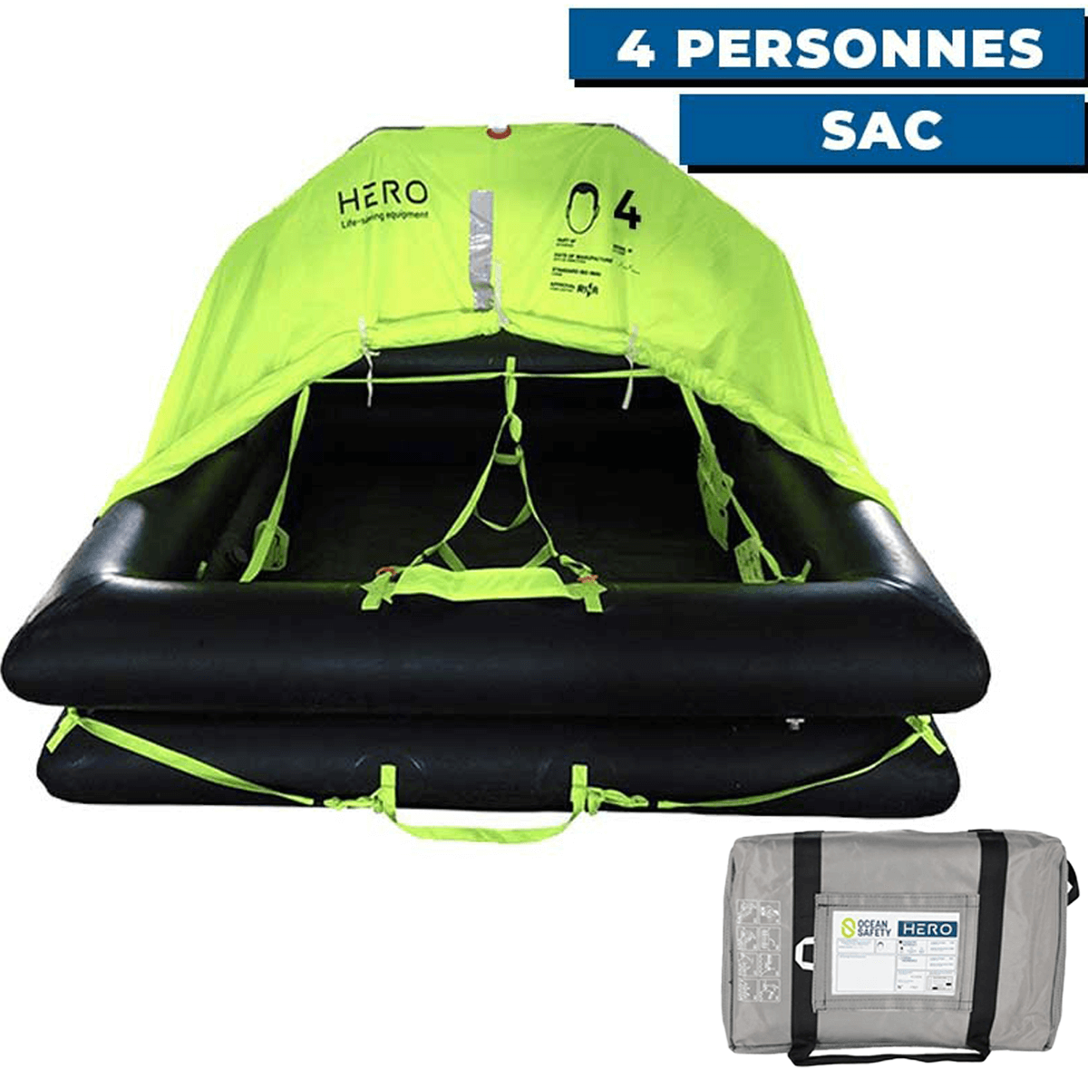 Radeau de survie côtier compact Coastal Ocean Safety En sac 4 personnes