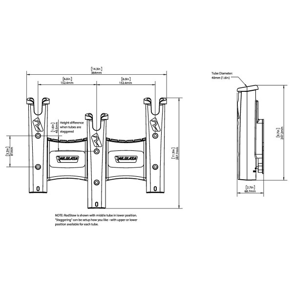 dimensions Porte-canne triple RodStow - N°1 - comptoirnautique.com