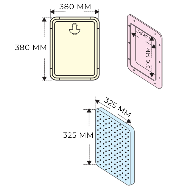 Industrial access hatch with removable front panel 380 x 380 mm - N°2 - comptoirnautique.com