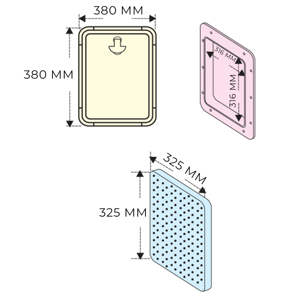Sportello di accesso con parte anteriore rimovibile 380 x 380 mm - N°2 - comptoirnautique.com