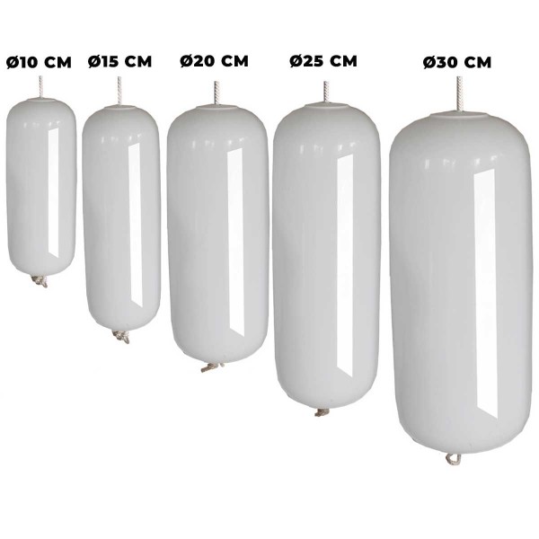 Para-choques de corda passante - Branco Ø 100 x L 300mm - N°2 - comptoirnautique.com