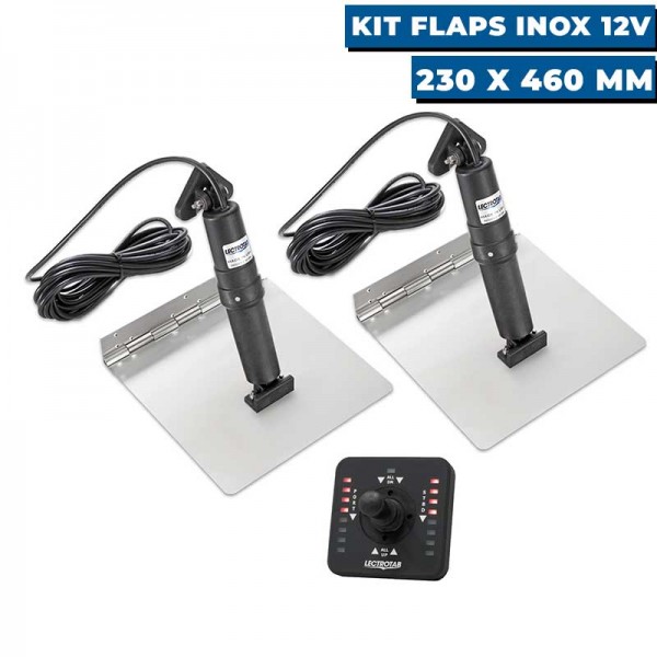Kit flaps inox 12V pour hors-bord 230x460 mm avec joystick LED - N°5 - comptoirnautique.com