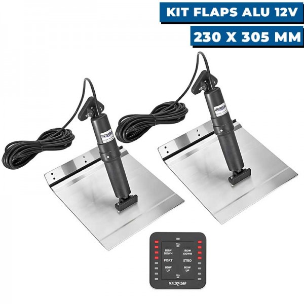 Kit flaps aluminium 12V pour hors-bord 230x305 mm avec commutateur LED - N°2 - comptoirnautique.com