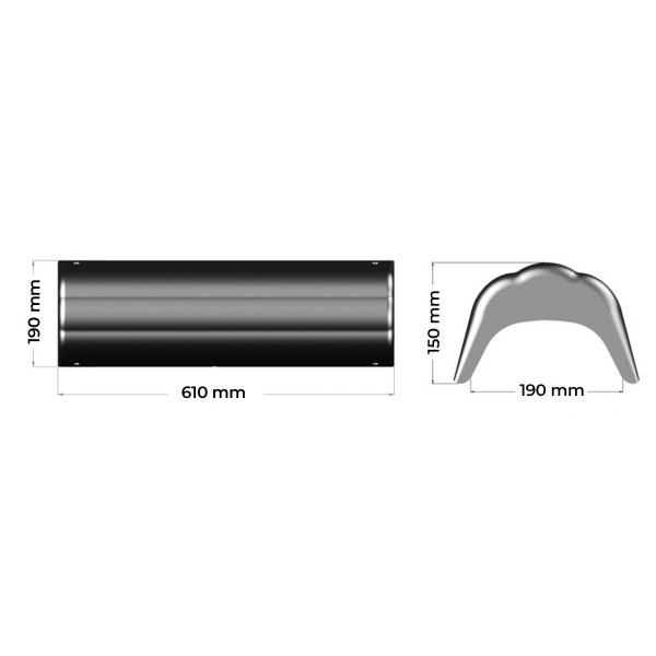 Parafango-610 mm bianco trebbia di poppa - N°2 - comptoirnautique.com