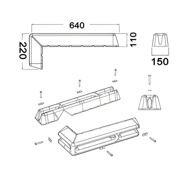 dimensions Défense d'angle pour ponton Sistema X - N°3 - comptoirnautique.com