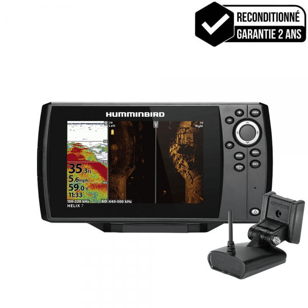 GPS Traceur Sondeur Humminbird Helix 7 G4 CHIRP SI + sonde tableau arrière - Reconditionné - N°1 - comptoirnautique.com