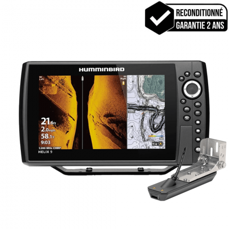 GPS Traceur sondeur Humminbird Helix 9 G4N CHIRP MEGA SI+ + sonde tableau arrière - Reconditionné