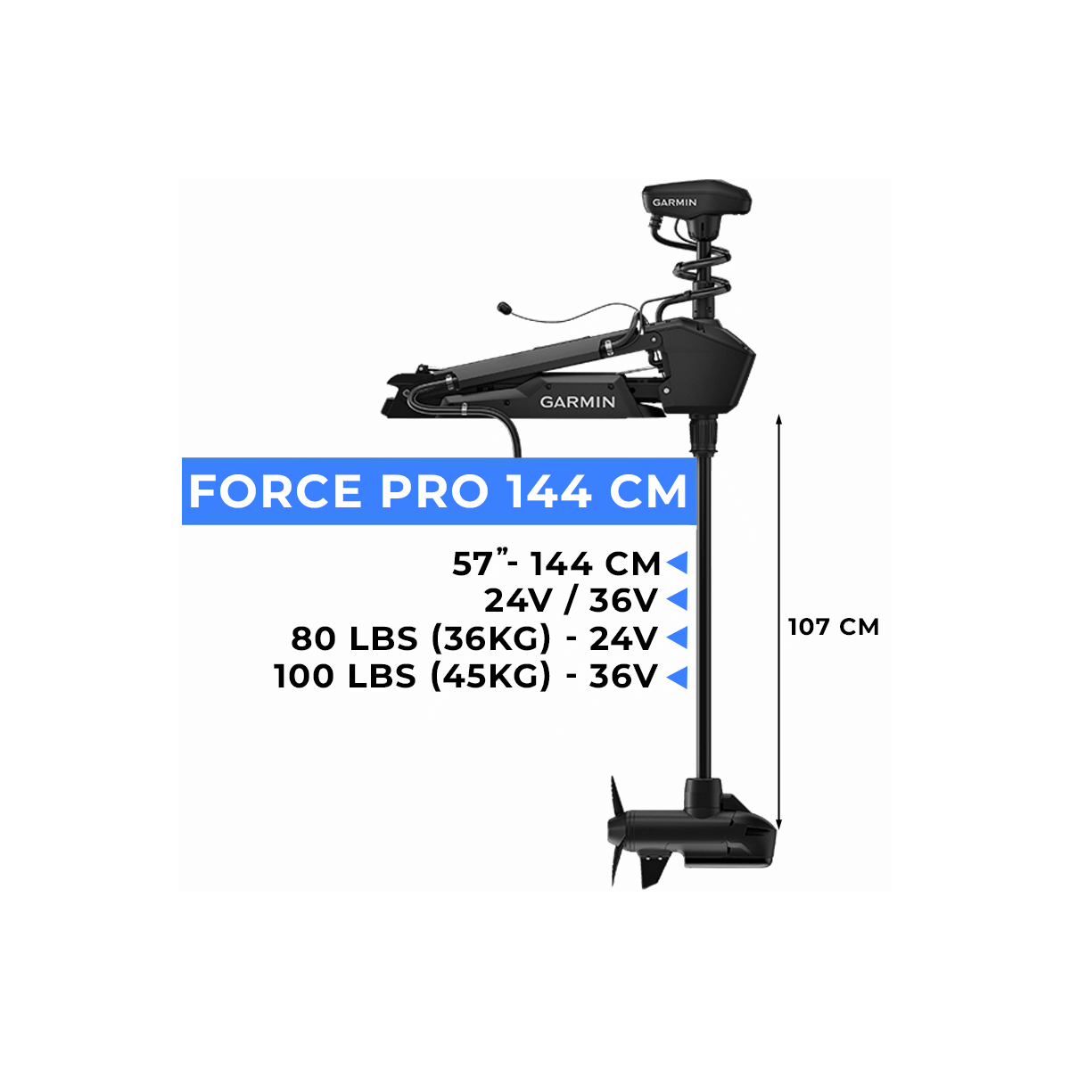 010-03011-10 - Moteur électrique avant Garmin FORCE Pro 57" - 144 cm
