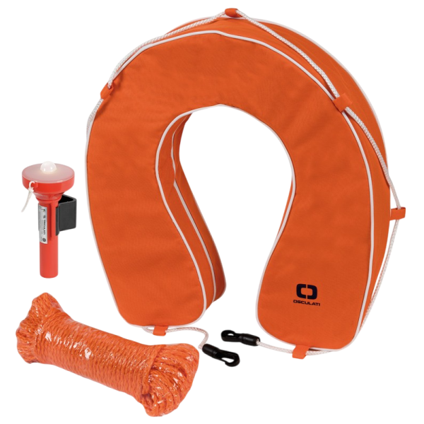 Bouée fer-à-cheval avec sac rangement blanc OSC-22.424.01 osculati - N°1 - comptoirnautique.com
