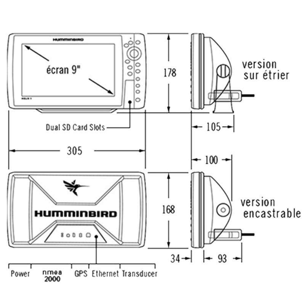 Humminbird Pack Helix 9 G4N MSI+ + Sonde Mega Live Imaging PACKH9G4N ...