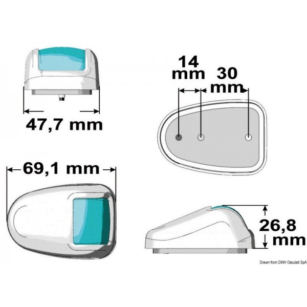 Luce di navigazione Orions port LED 112,5° bianco - N°2 - comptoirnautique.com
