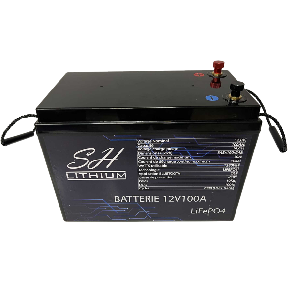 Batterie lithium LiFePO4 12V 100A SH Lithium - N°2 - comptoirnautique.com
