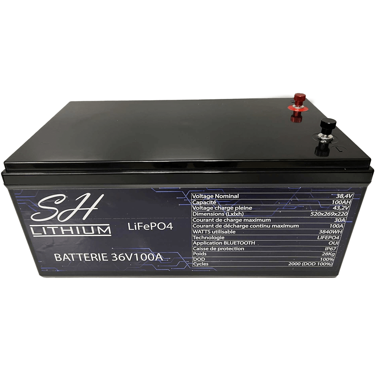 Batterie lithium LiFePO4 36V 100A SH Lithium