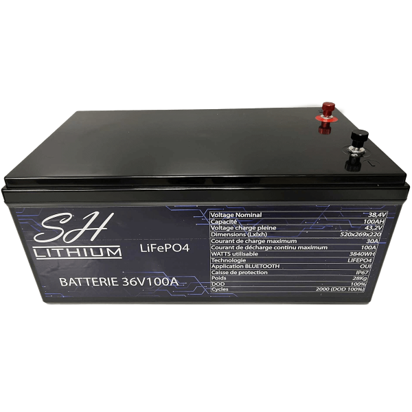Batterie lithium LiFePO4 36V 100A SH Lithium - N°2 - comptoirnautique.com