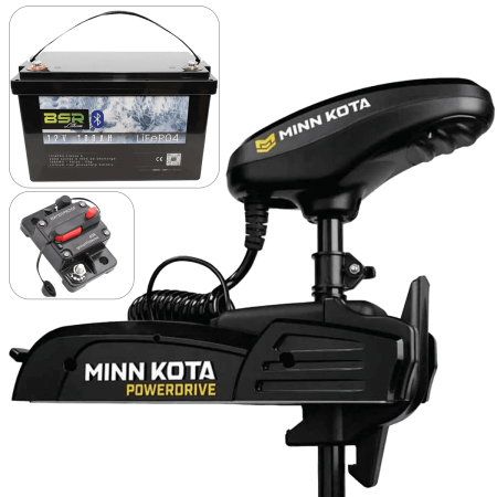 Pack moteur avant Minn Kota POWERDRIVE 55 Lbs + Batterie 12V 100A BSR