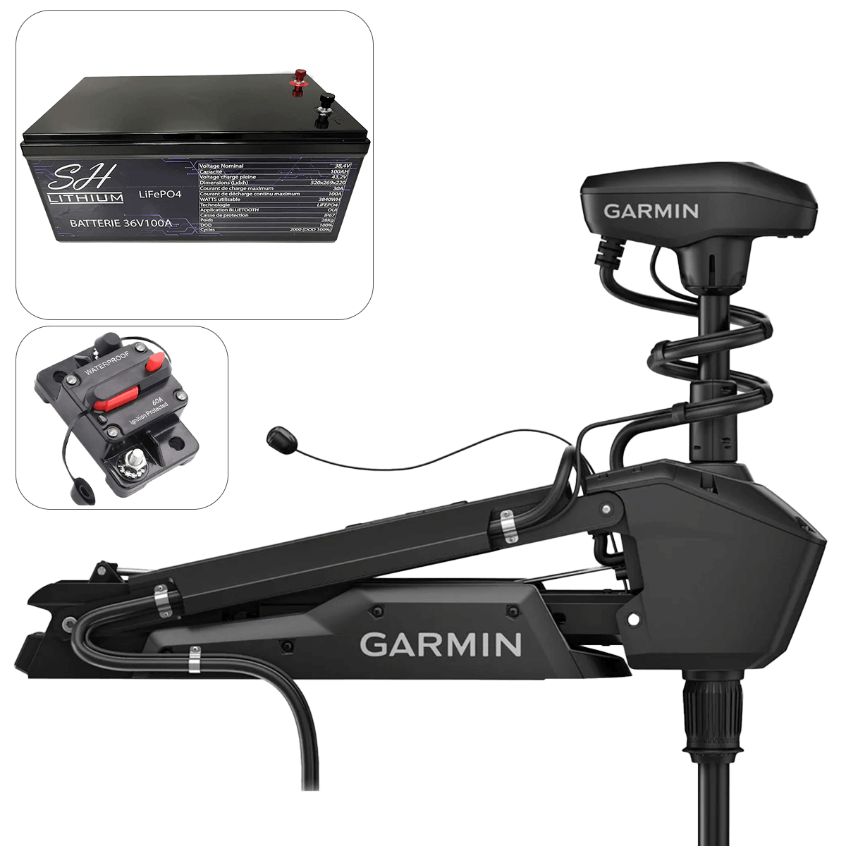 Pack moteur avant Garmin Force Pro 100 Lbs - 50" + Batterie 36V SH-Lithium