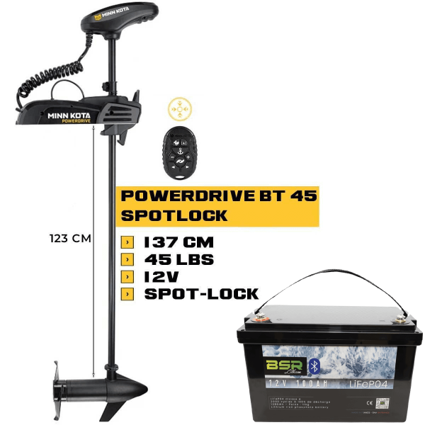 Pack moteur avant Minn Kota POWERDRIVE 45 Lbs + Batterie 12V BSR - N°2 - comptoirnautique.com