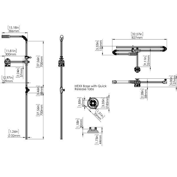 dimensions perche hexx live pole 60 - N°4 - comptoirnautique.com