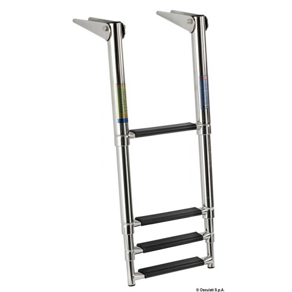 Schmale Teleskopleiter AISI316 schwarz 3 Stufen - N°1 - comptoirnautique.com