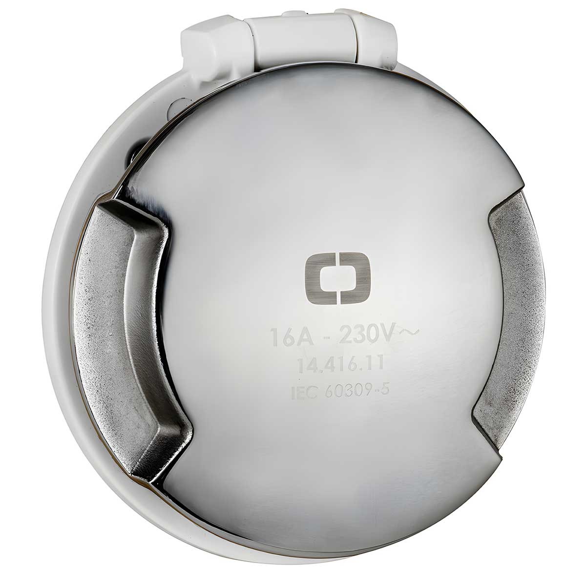 Prise 3P Cruiser 16 A 230 V avec couvercle inox blanc