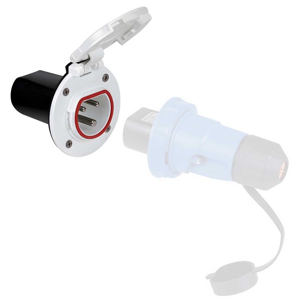 Prise 3P Cruiser 32 A 230 V avec couvercle nylon blanc - N°3 - comptoirnautique.com